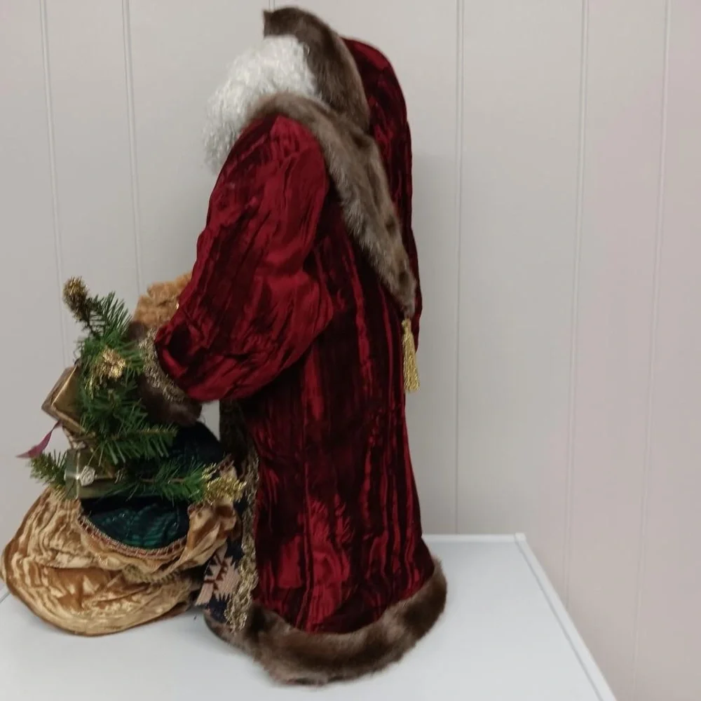 Holiday Santa Figure in Red and Green Velvet